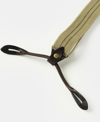 Vintage Striped Y-Back Button-On Suspenders – Khaki