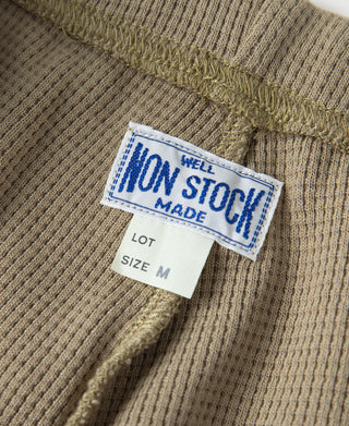 1970s Heavyweight Waffle Knit Jogger Pants - Khaki