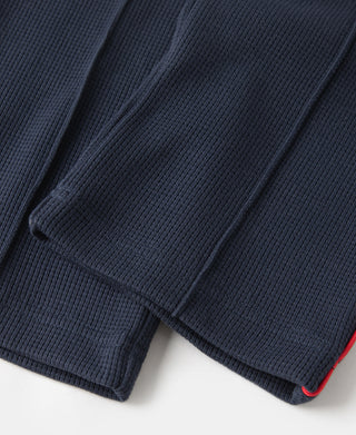 1970s Heavyweight Waffle Knit Jogger Pants - Navy