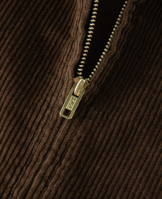 9 Wale Cotton Corduroy Zip-Up Jacket - Brown
