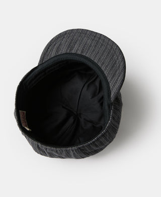 Yarn-Dyed Stripe Newsboy Cap - Black Gray