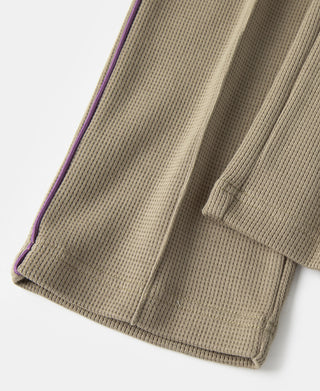 1970s Heavyweight Waffle Knit Jogger Pants - Khaki