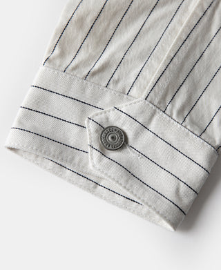 Lot 954 1950s Motorcycle Mechanic Stripe Chore Coat - White