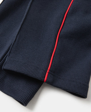 1970s Heavyweight Waffle Knit Jogger Pants - Navy