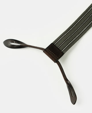 Vintage Striped Y-Back Button-On Suspenders – Olive