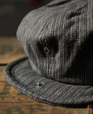 Yarn-Dyed Stripe Newsboy Cap - Black Gray