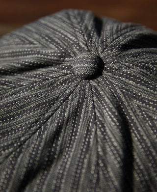Yarn-Dyed Stripe Newsboy Cap - Black Gray