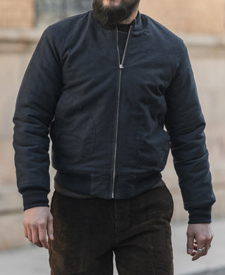 dark navy blue jacket and brown pants for men's workwear