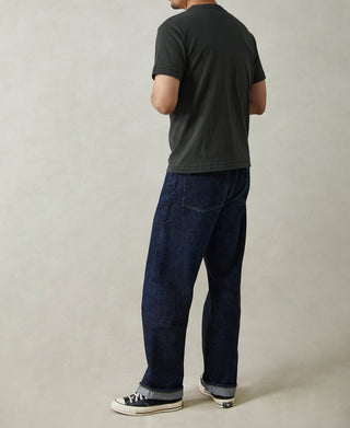 Vintage black athletic t-shirt with crew neck and short sleeves, full back view