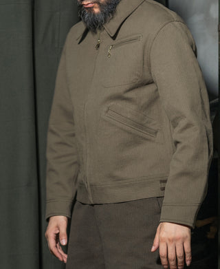 1940s Pique Stripe Cotton Cossack Jacket - Light Coffee