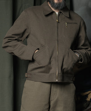 1940s Pique Stripe Cotton Cossack Jacket - Coffee