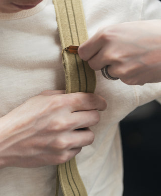 Vintage Striped Y-Back Button-On Suspenders – Khaki