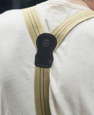 Vintage Striped Y-Back Button-On Suspenders – Khaki